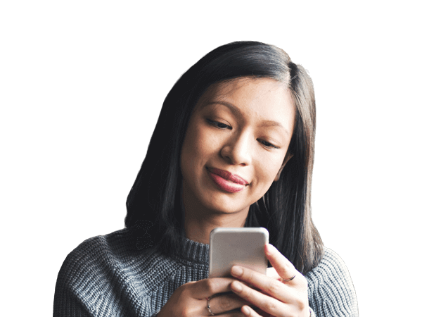Woman accessing payroll on her phone